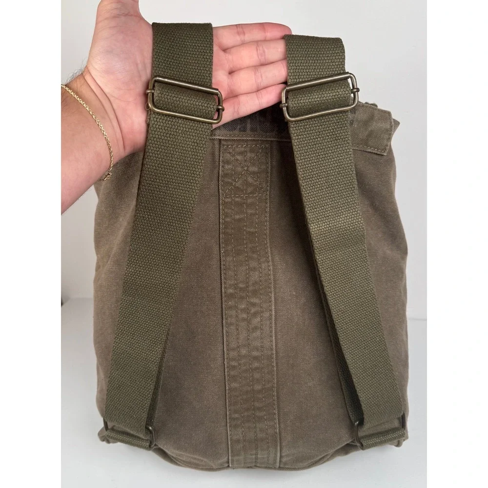 Abercrombie & Fitch Canvas Drawstring Rucksack Military Backpack Vintage Rare